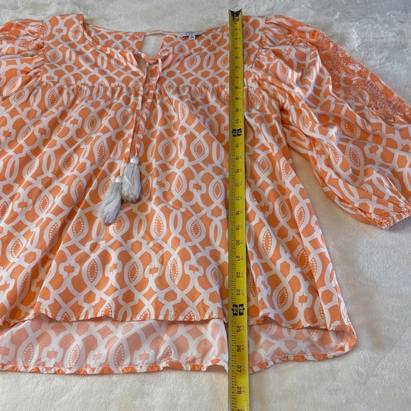 Women's Crown & Ivy Orange Patterned Top w/ Tassels Spring/Summer Size XL - Picture 10 of 13